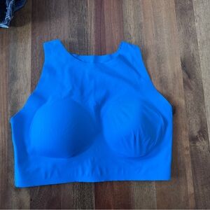 Aerie Goals High Neck Sports Bra in Bright Blue